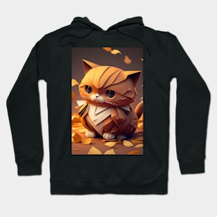 Cute Cat Portrait Paper Art Style Hoodie